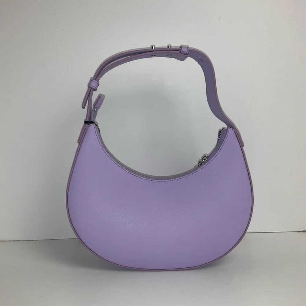 DKNY Essex Saffiano 100% Cow Leather Shoulder Bag in a purple colorway
